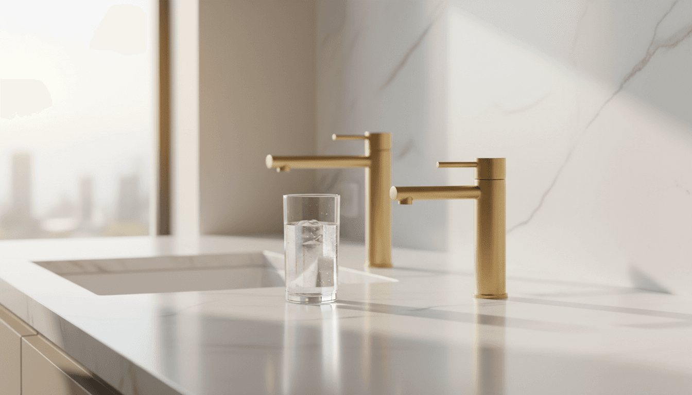 Sleek water filter faucet installed on a modern kitchen countertop