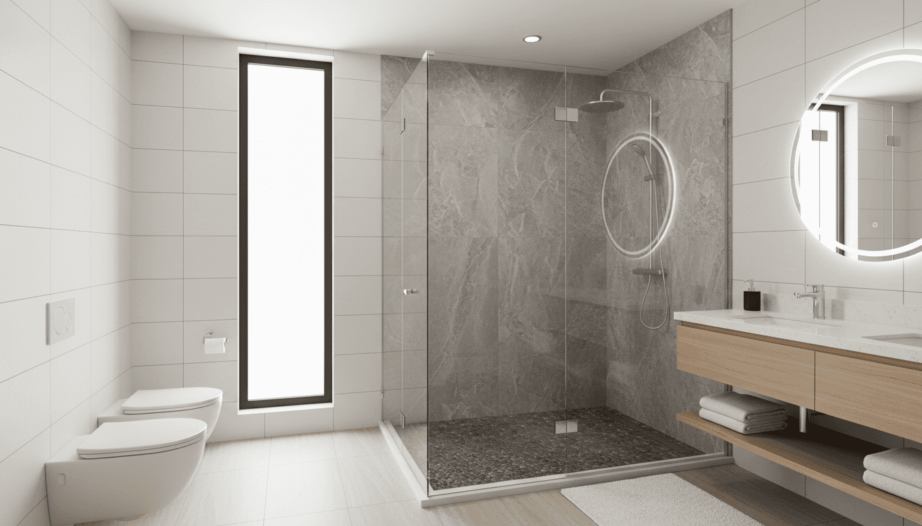 Frameless glass shower enclosure