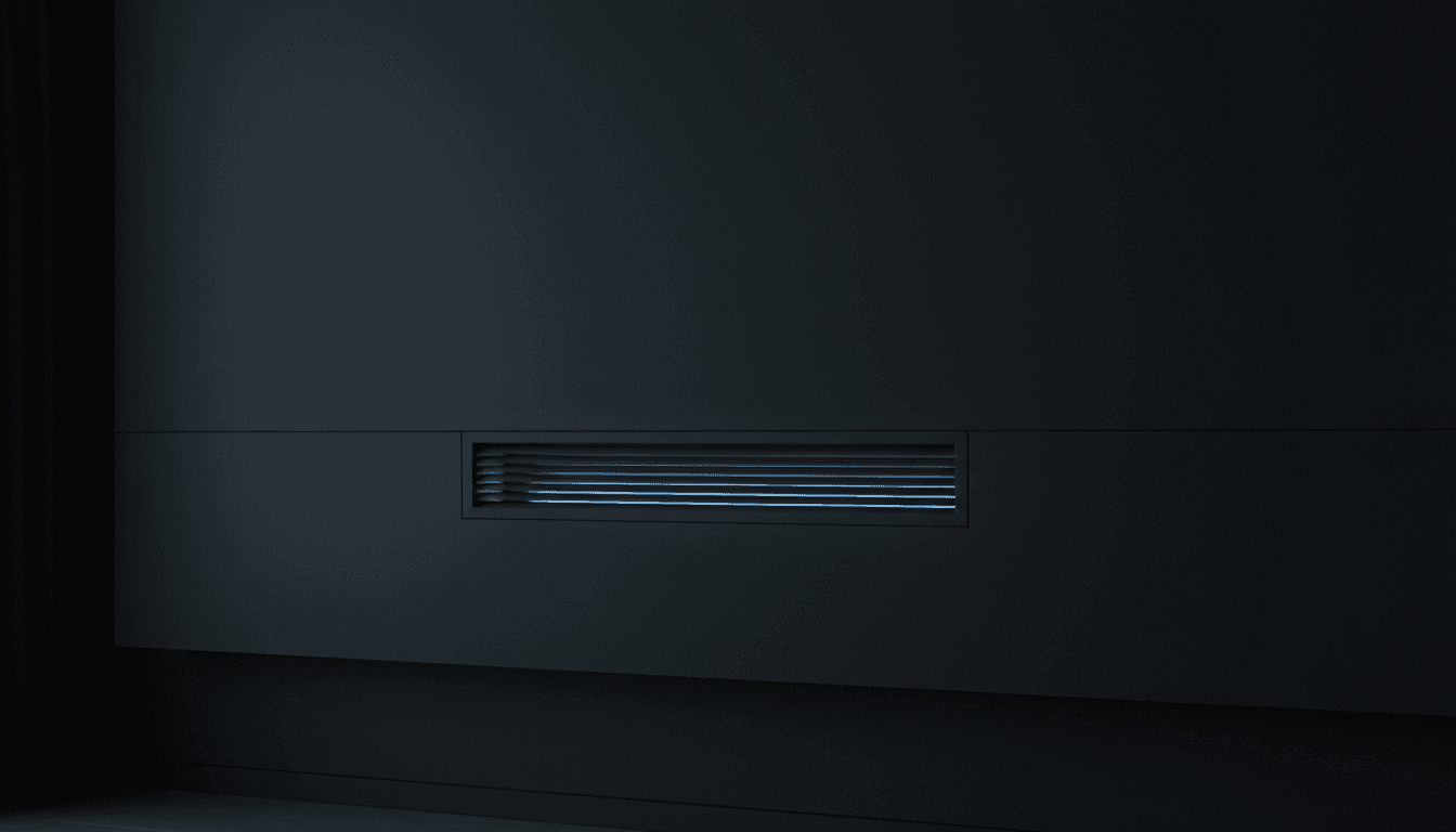 Integrated ventilation grille blending into media wall surface