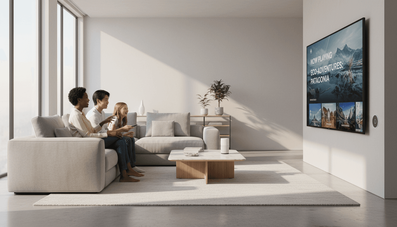 Custom media wall with built-in shelving and ambient lighting