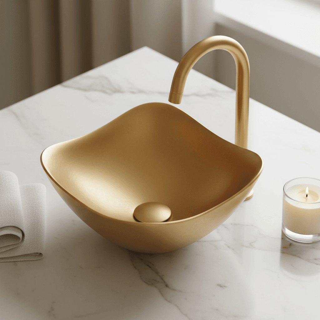 Luxury bathroom with marble finishes and premium fixtures