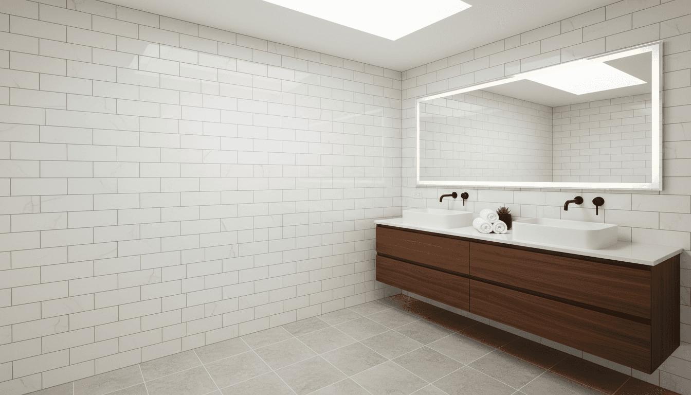 Premium bathroom with designer materials and professional waterproofing installation